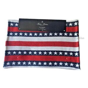 Brooks Brothers Placemats Set of 4 Patriotic 4th of July Summer Stars Stripes